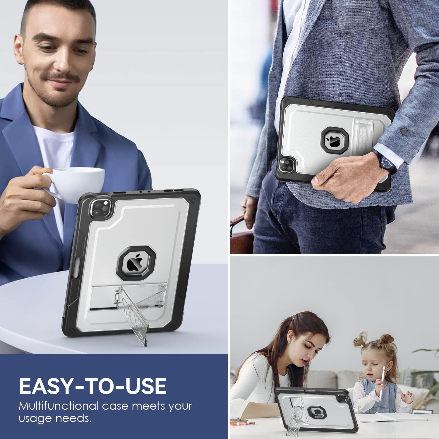 Funda para iPad Pro de 12.9 pulgadas 65433 generación 2022202120202018, funda protectora delgada y resistente Pro de 12.9 con soporte para lápiz y