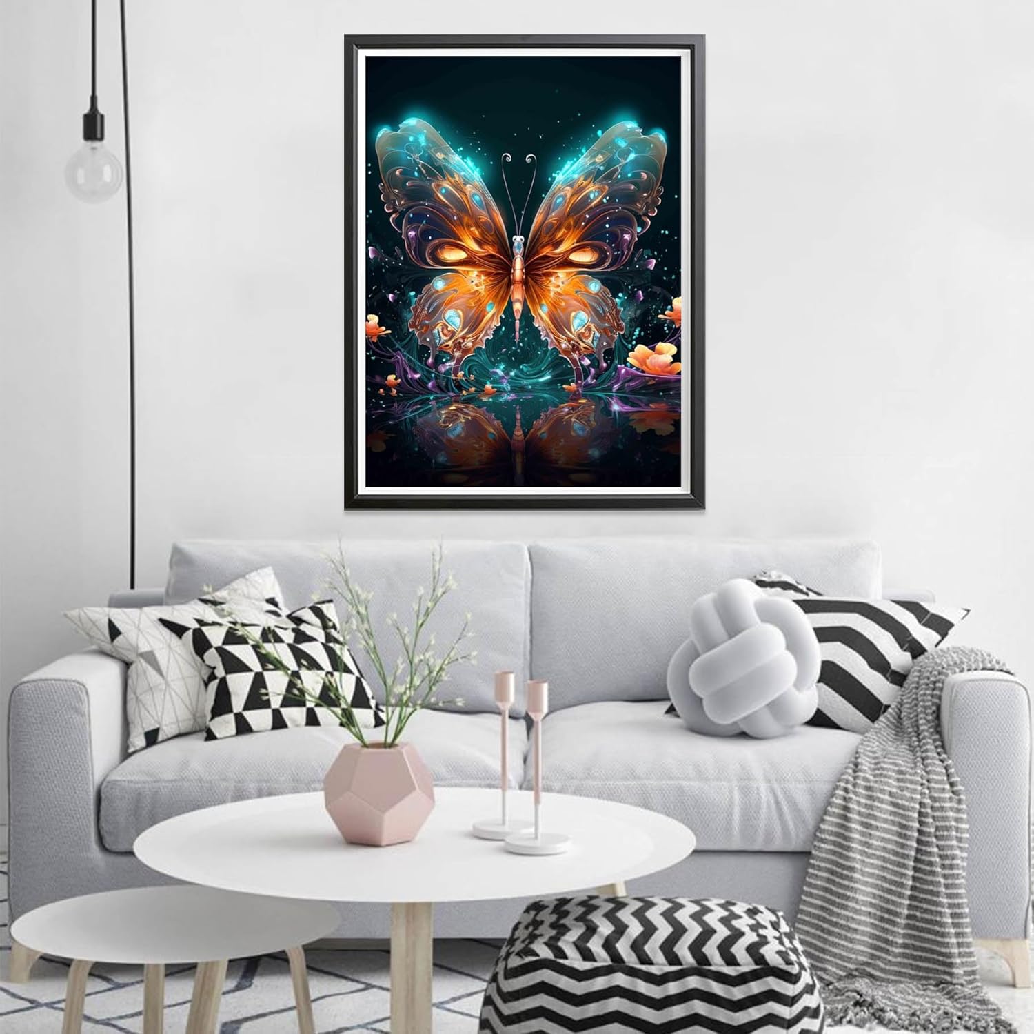 Sheehow – Kit de pintura de diamante 5D para adultos, sueño de mariposa, taladro completo, arte de diamante, arte de diamantes de imitación, arte de