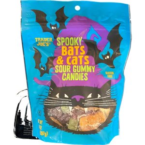Trader Joe’s Spooky Bats & Cats – Caramelos de gomita agrios sin gluten, 14 onzas (paquete de 1) Trader Joe’s Spooky Bats & Cats – Caramelos de gomita agrios sin gluten, 14 onzas (paquete de 1)