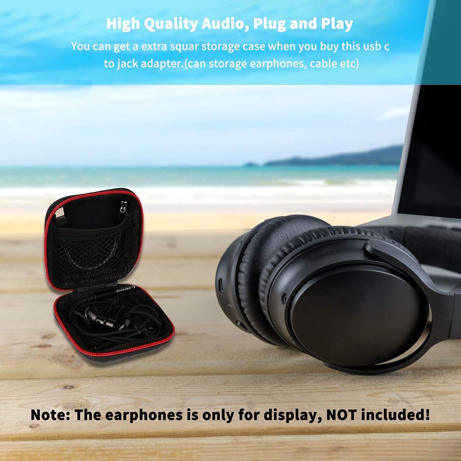 ACAGET Adaptador de auriculares USB C a 0.138 in, convertidor de conector de audio USB tipo C, chip DAC, cable trenzado, adaptador de auriculares