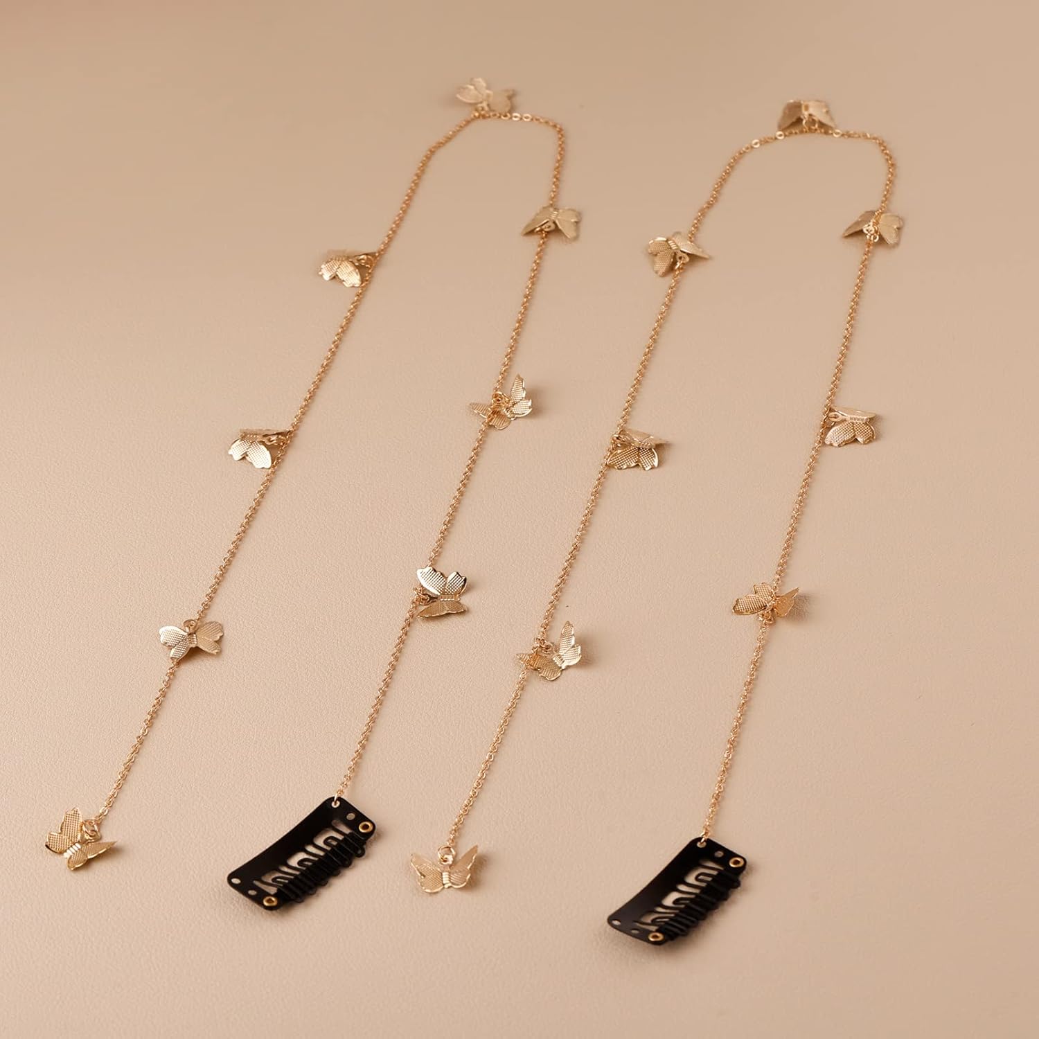 FRDTLUTHW Joyería de mariposa para trenzas, cadena de cabello dorada para mujeres y niñas (paquete de 2)