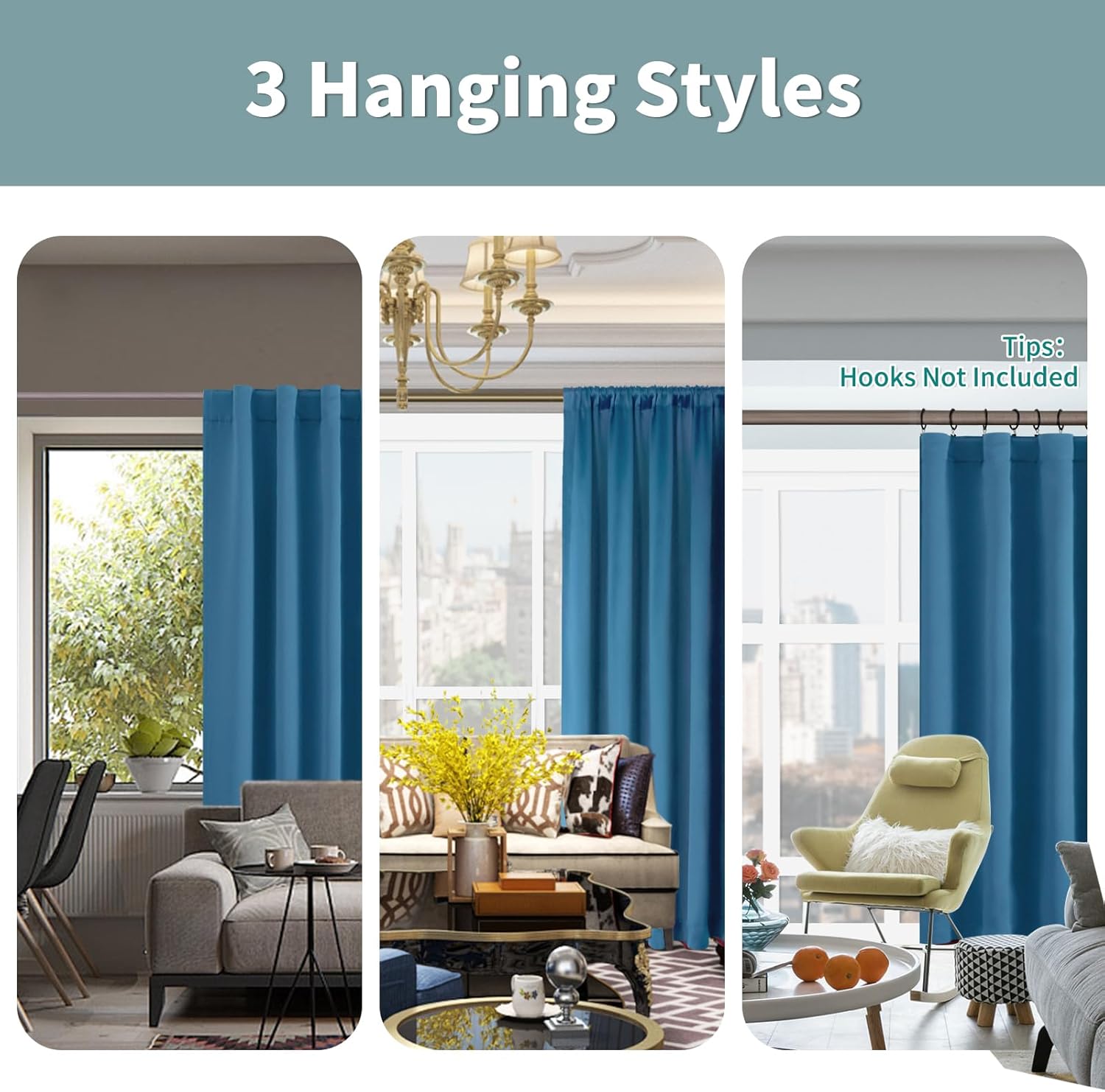 BGment Cortinas 100% opacas de 72 pulgadas para dormitorio, bolsillo para barra y pestaña trasera, doble capa, oscurecimiento de la habitación,