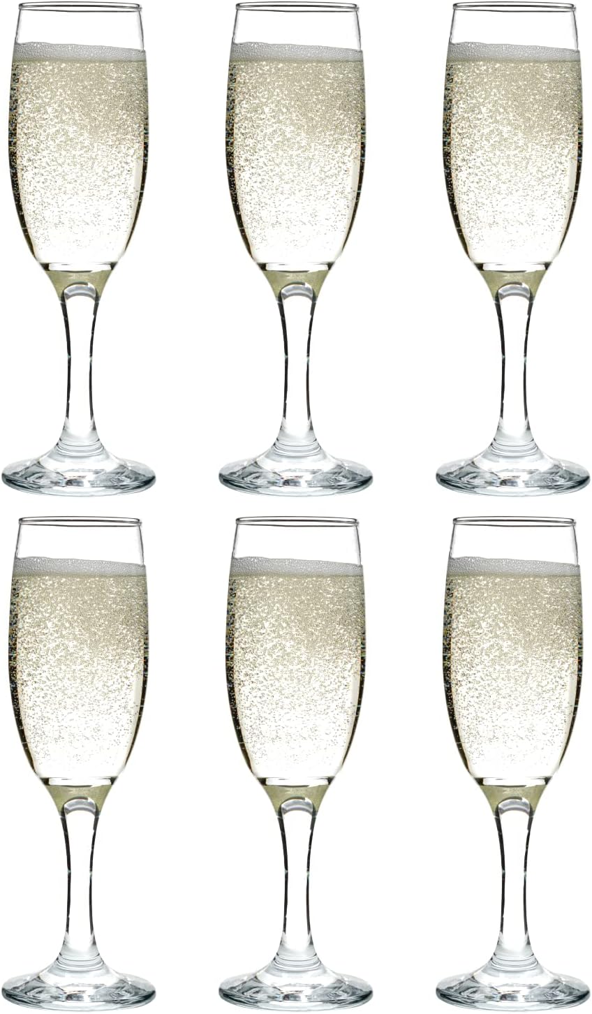 Vikko Copas de champán, 6 onzas, copas de champán transparentes cristalinas, juego de 6 elegantes copas de vino espumoso