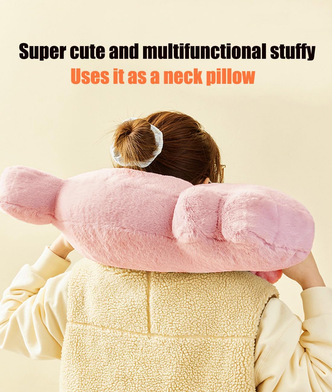 Almohada corporal Kawaii de felpa de gato de 21.7 pulgadas, lindo gato negro, divertido juguete de almohada de cuello de gato, almohada para