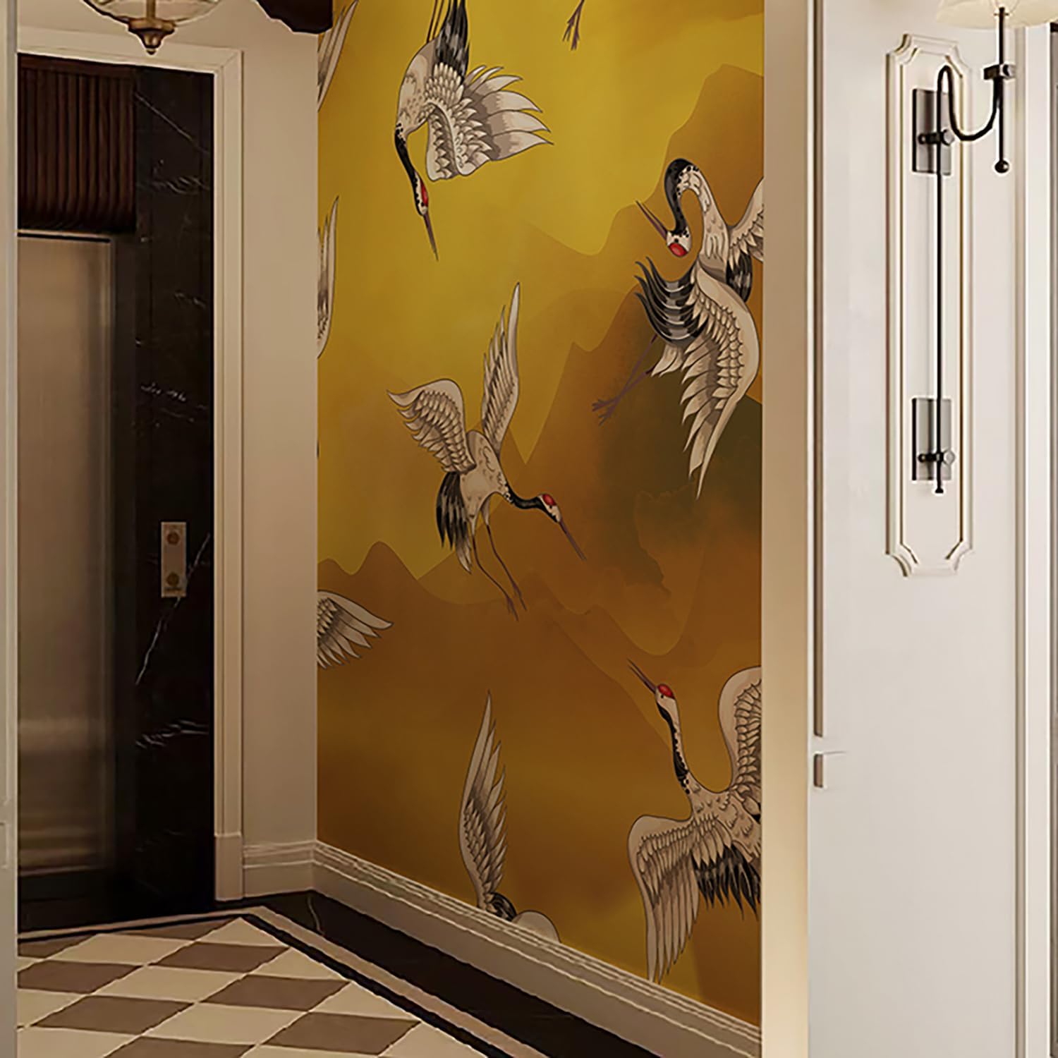 Mural de pared chinoiserie pelar y pegar, papel tapiz autoadhesivo de vinilo texturizado de cuero para dormitorio, sala de estar, decoración de