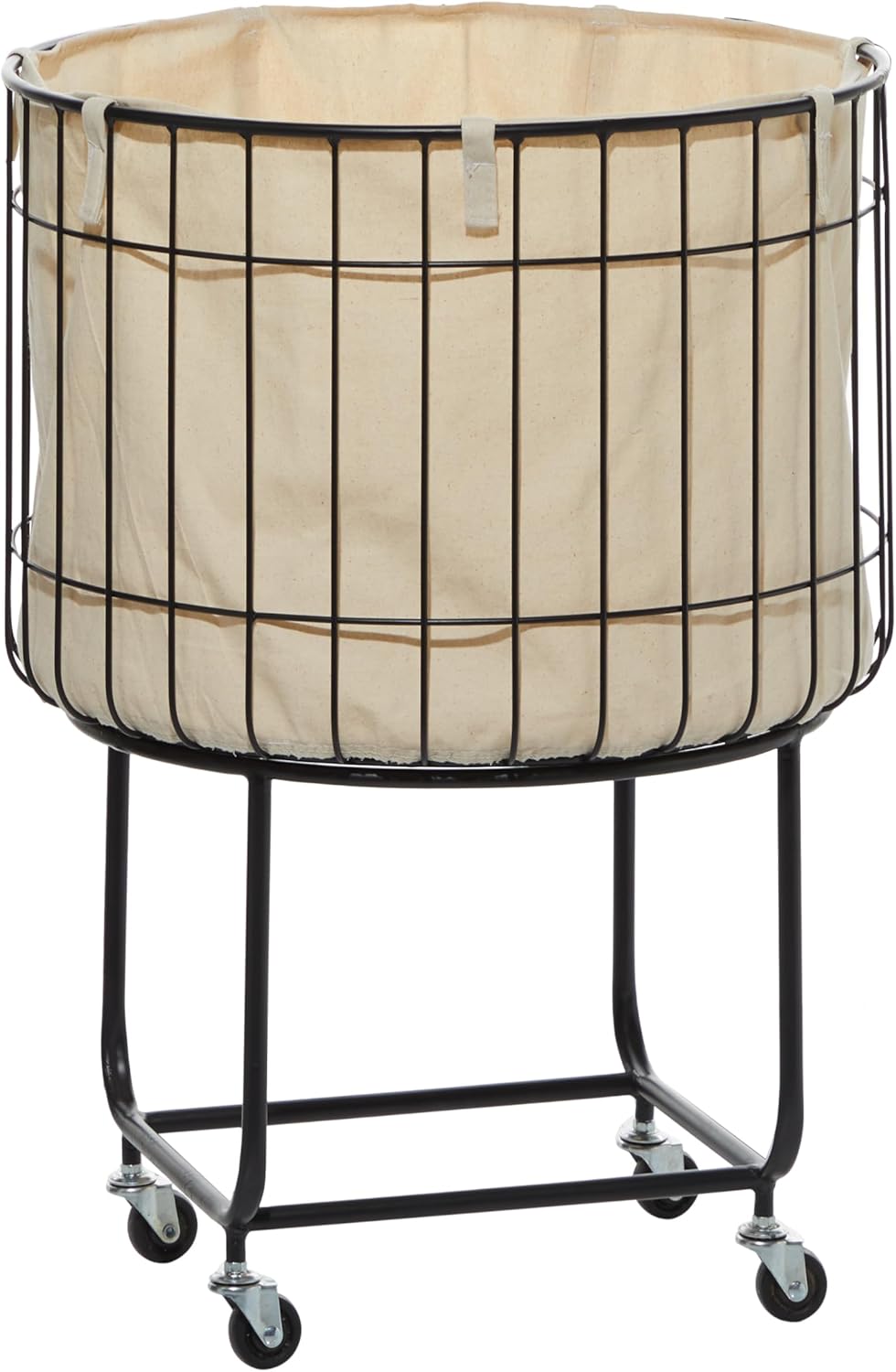 Deco 79 Carrito de almacenamiento redondo de metal con ruedas, 19 x 19 x 26 pulgadas, negro