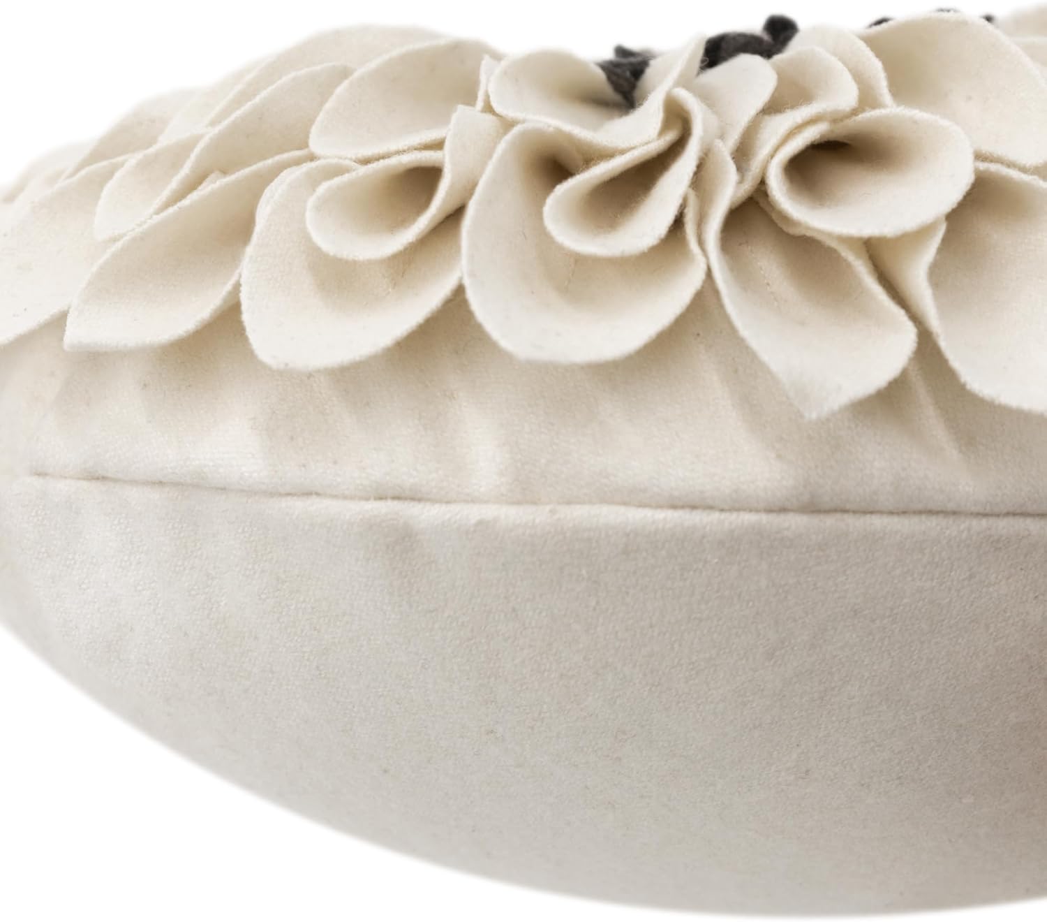 JWH Funda de almohada decorativa redonda de girasol, hecha a mano, para sofá, sala de estar, cama con inserto de 14 pulgadas, color blanco cremoso