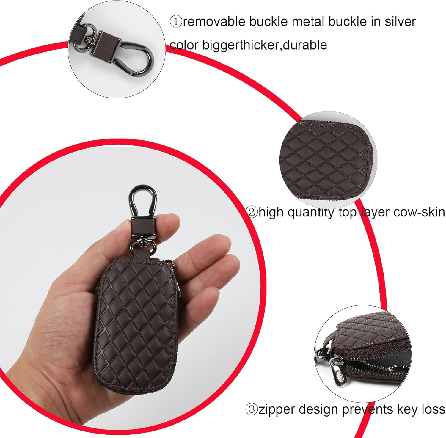 Funda universal para llavero de automóvil,Soporte de cuero genuino para llave,Control remoto inteligente llavero de coche