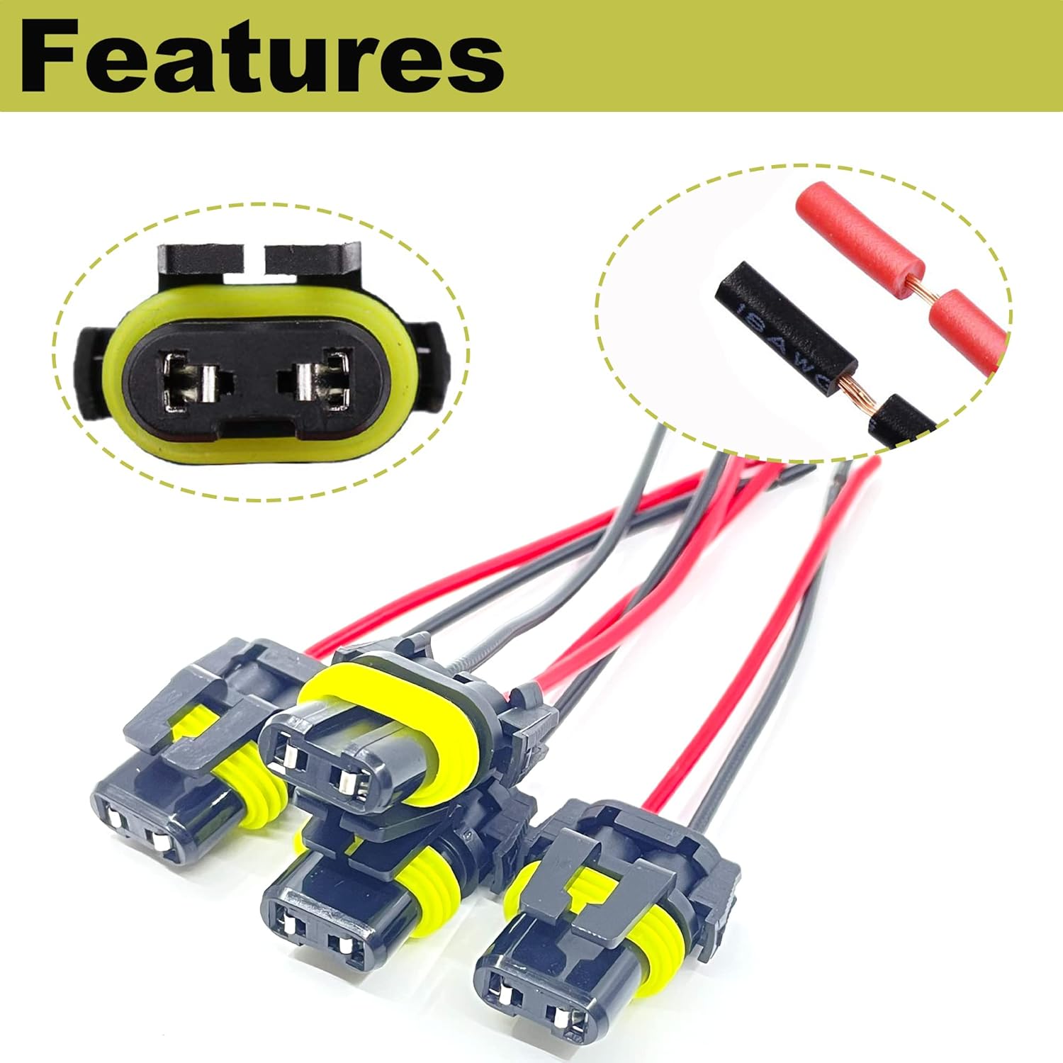 Paquete de 4 conectores de cable 9005 9006 HB3 HB4 H10 adaptador hembra arnés de cableado conectores de cable para faros antiniebla