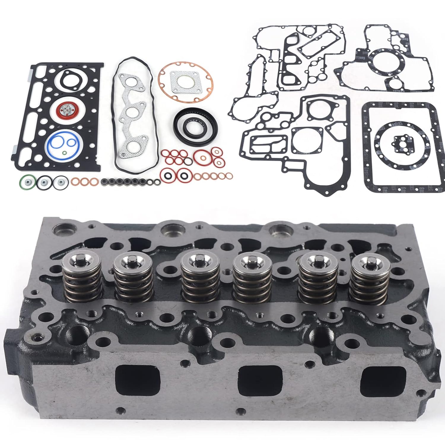 D1503 – Juego completo de culata y junta completa compatible con la excavadora Kubota KX91-3 U35 (stock de EE. UU.)