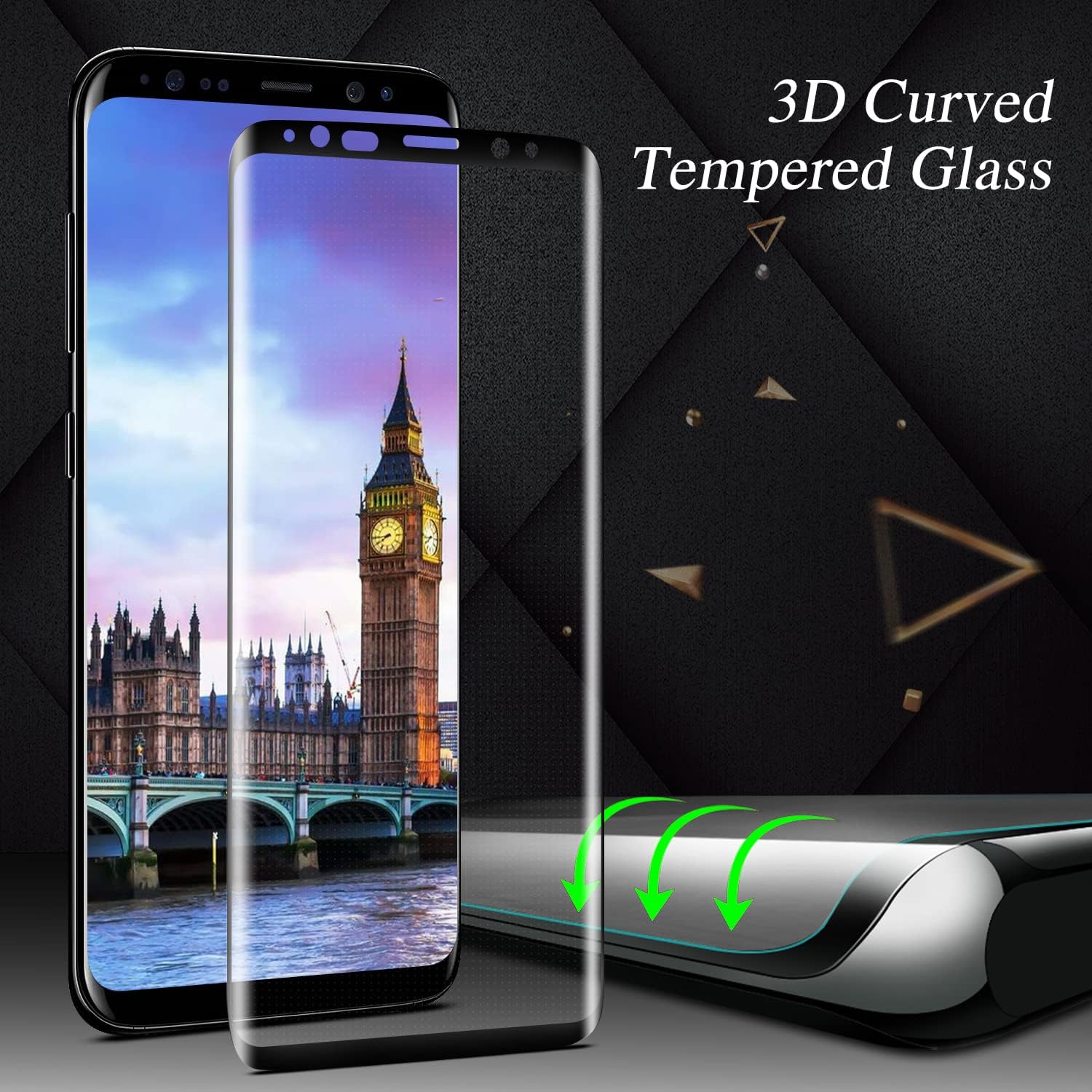 MAYtobe Protector de pantalla de vidrio para Samsung Galaxy S9, vidrio templado curvado 3D, compatible con fundas, antiarañazos, sin burbujas, fácil