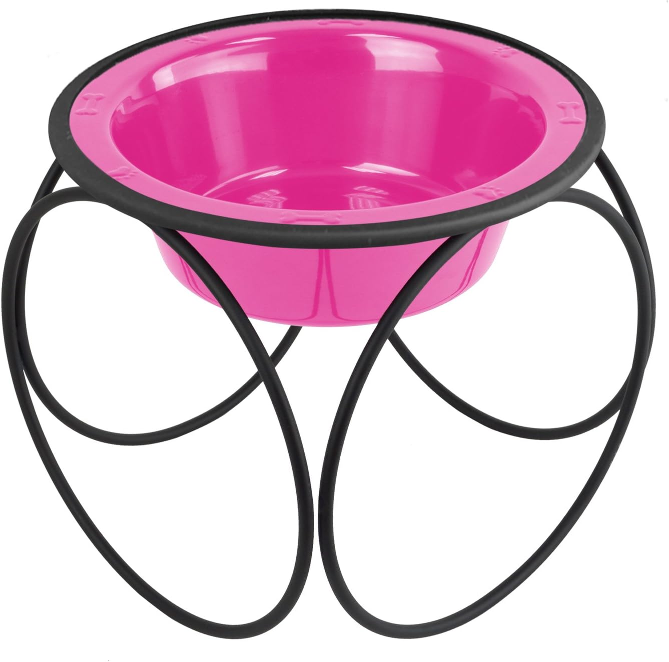 Platinum Pets Olympic – Comedero individual con cuenco de acero inoxidable para gatos y perros, tamaño XS, color rosa chicle