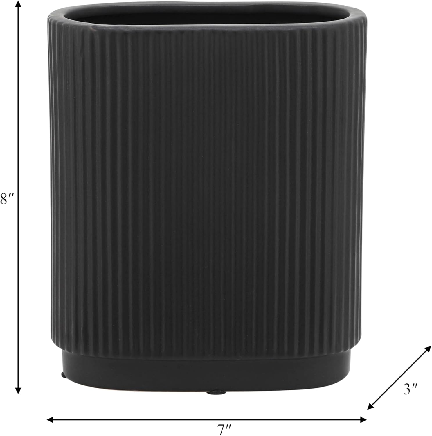 Jarrón de cerámica simple  Jarrón negro contemporáneo de 8 pulgadas para arreglos florales  Elegante centro de mesa  Decoración de mesa para el