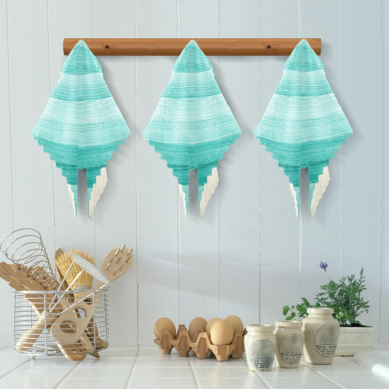 SUABO Paños de cocina de madera verde turquesa, paquete de 6 paños de cocina de secado rápido, toallas de limpieza absorbentes para cocina y baño