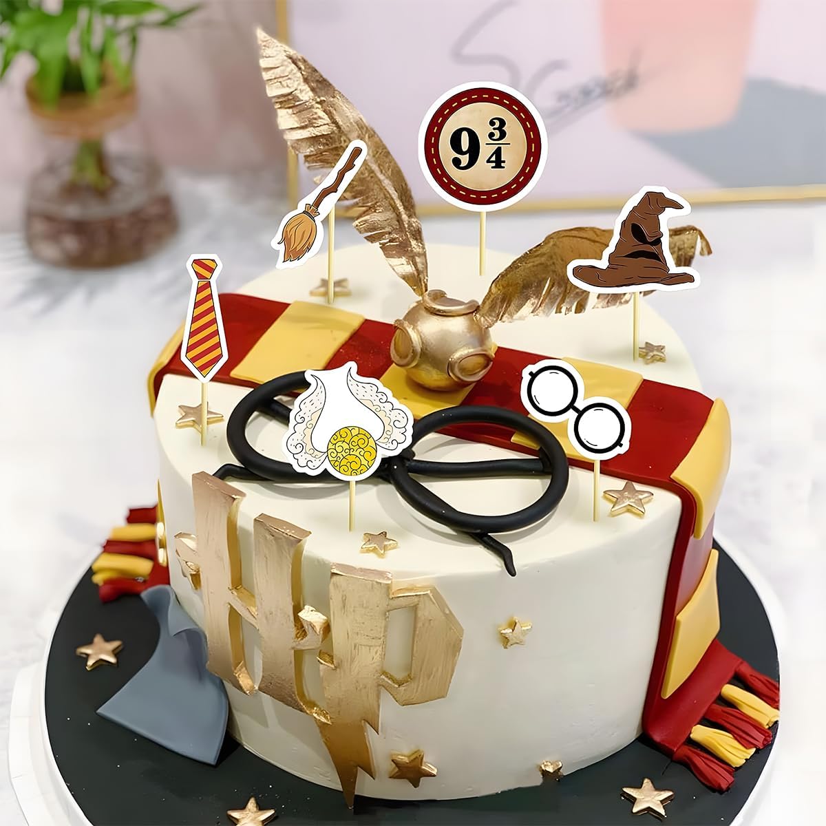 Decoración mágica para tartas de Harry para alfarero, mago escolar de mago escolar, decoración de cupcakes (48 unidades)