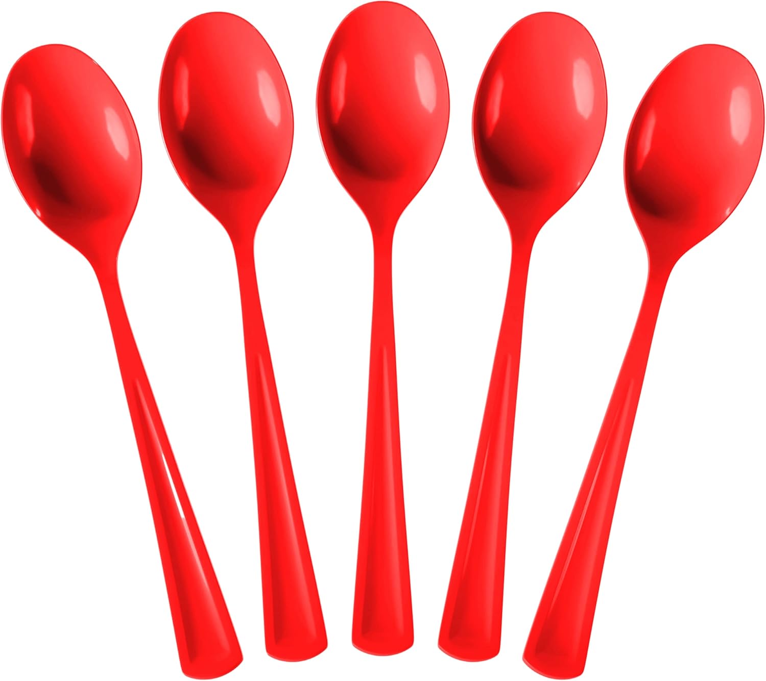 Cucharas desechables de plástico rojo, 100 piezas, cubiertos desechables de plástico rojo resistente, cubiertos desechables rojos, cubiertos de