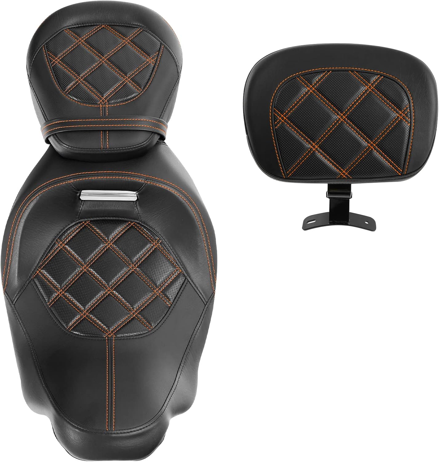 TCT-MOTORPARTS Asiento de pasajero de perfil bajo con almohadilla para respaldo de conductor para Harley Tour Pak Touring Road King 2009-2023