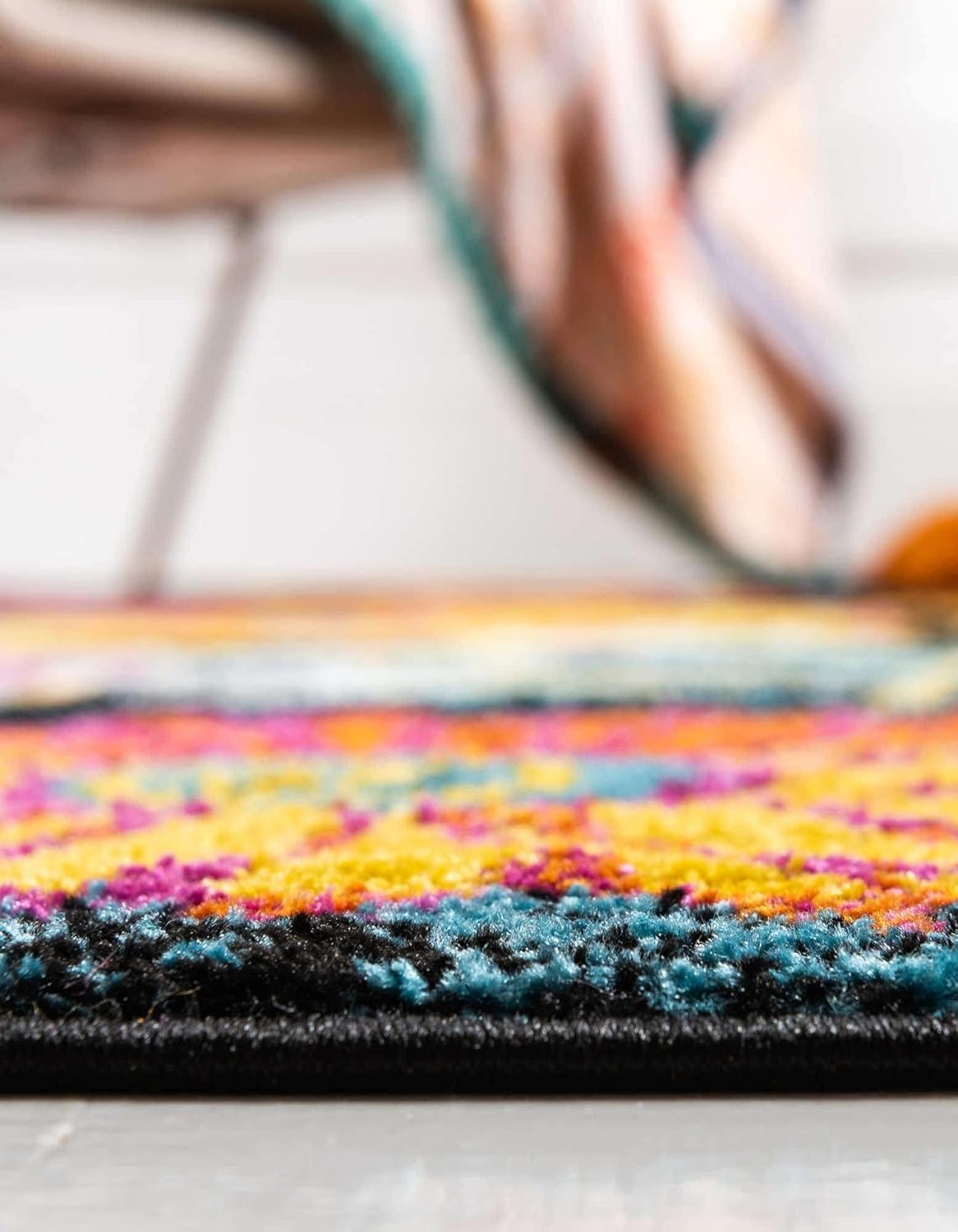 Unique Loom Lyon Collection – Kennedy – Alfombra rectangular de 7 pies 10 pulgadas x 11 pies, color negro y verde