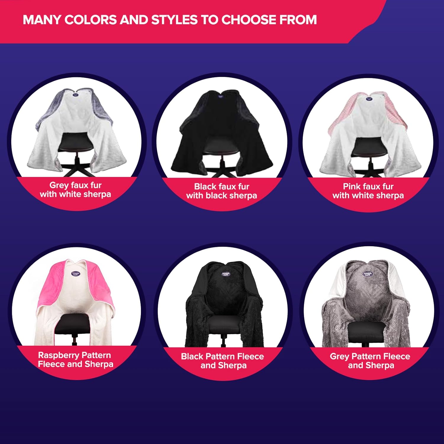 La manta original para silla de oficina de SnuggleBack acogedora y cómoda funda para silla de escritorio de oficina se fija para un calor cómodo y