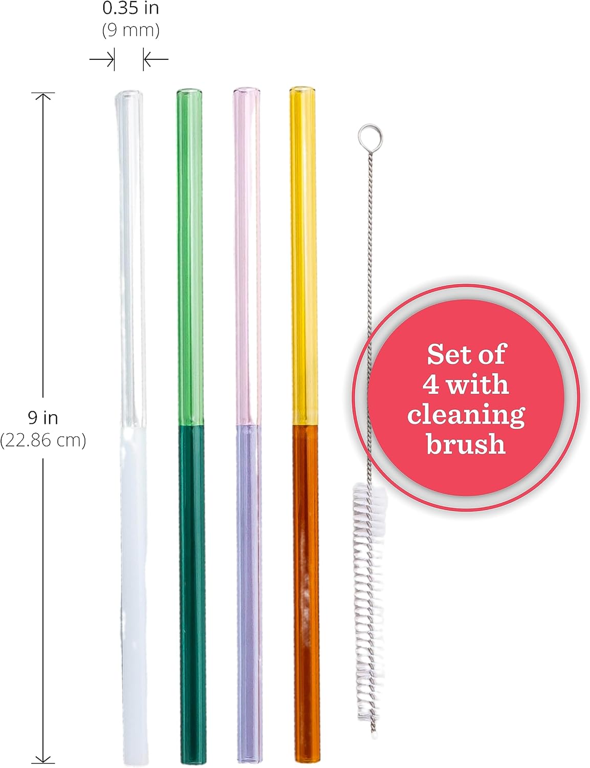 Pajitas de vidrio  Dos colores  Juego de 5 unidades para beber jugos, batidos, aguas, resistentes a roturas, reutilizables, elegantes