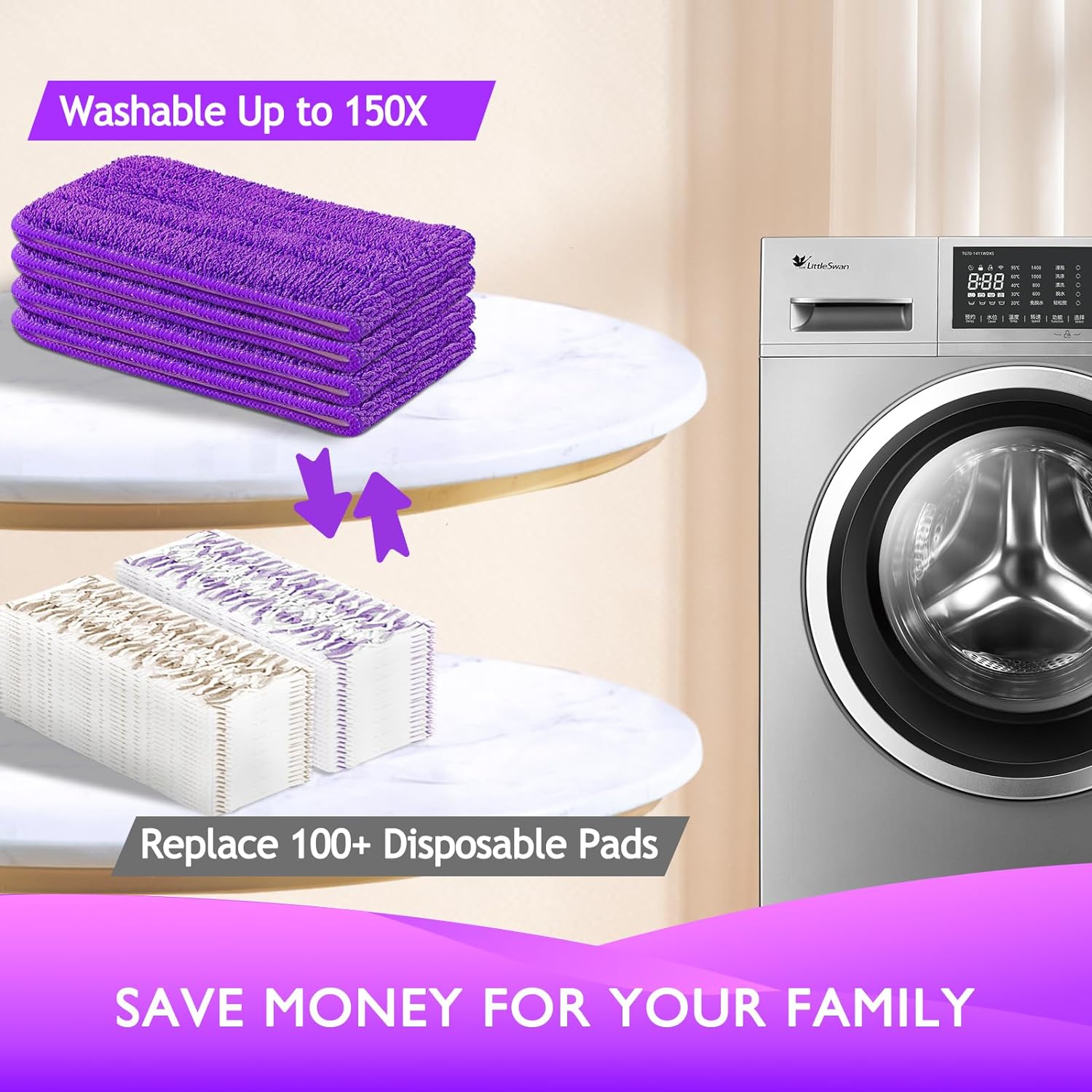 Almohadillas reutilizables para mopa eléctrica compatibles con Swiffer PowerMop – Recambios de almohadillas Swifter Power Mop – Almohadillas de
