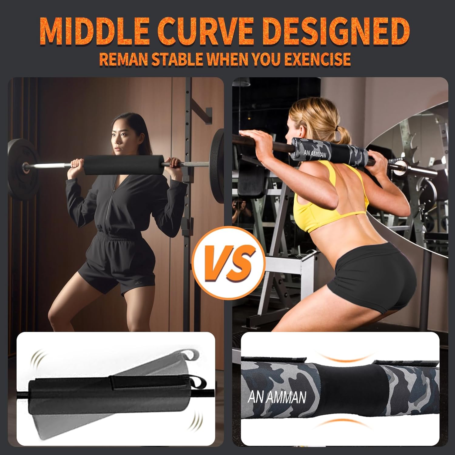 Barbell Pad Perfect for Squat, Hip Thrust – Zipper Design Replaceable Thick Foam Cushion – Gym Workout Smith Machine Thruster Weightlifting