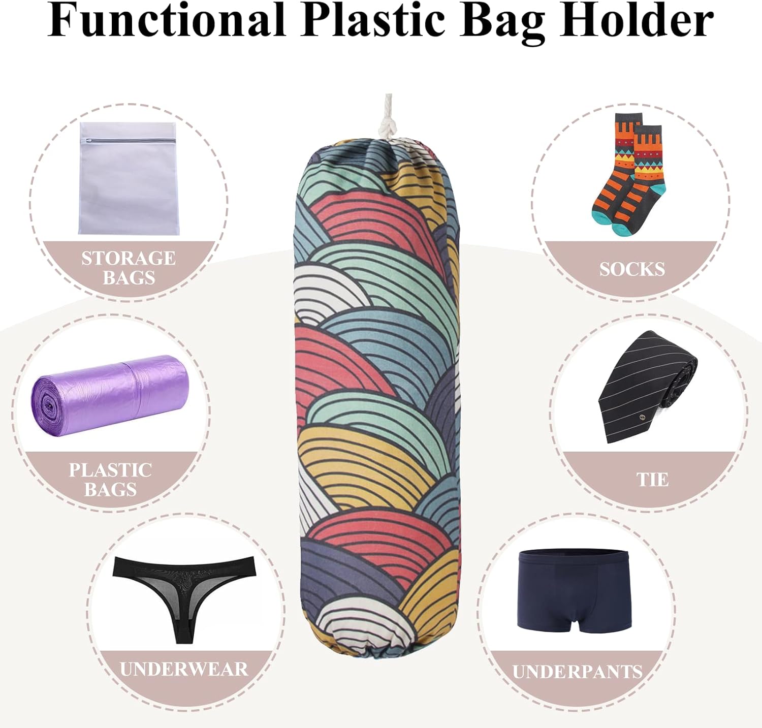Soporte para bolsas de plástico, dispensador organizador de bolsas de plástico para montaje en pared, soporte de almacenamiento de bolsa de