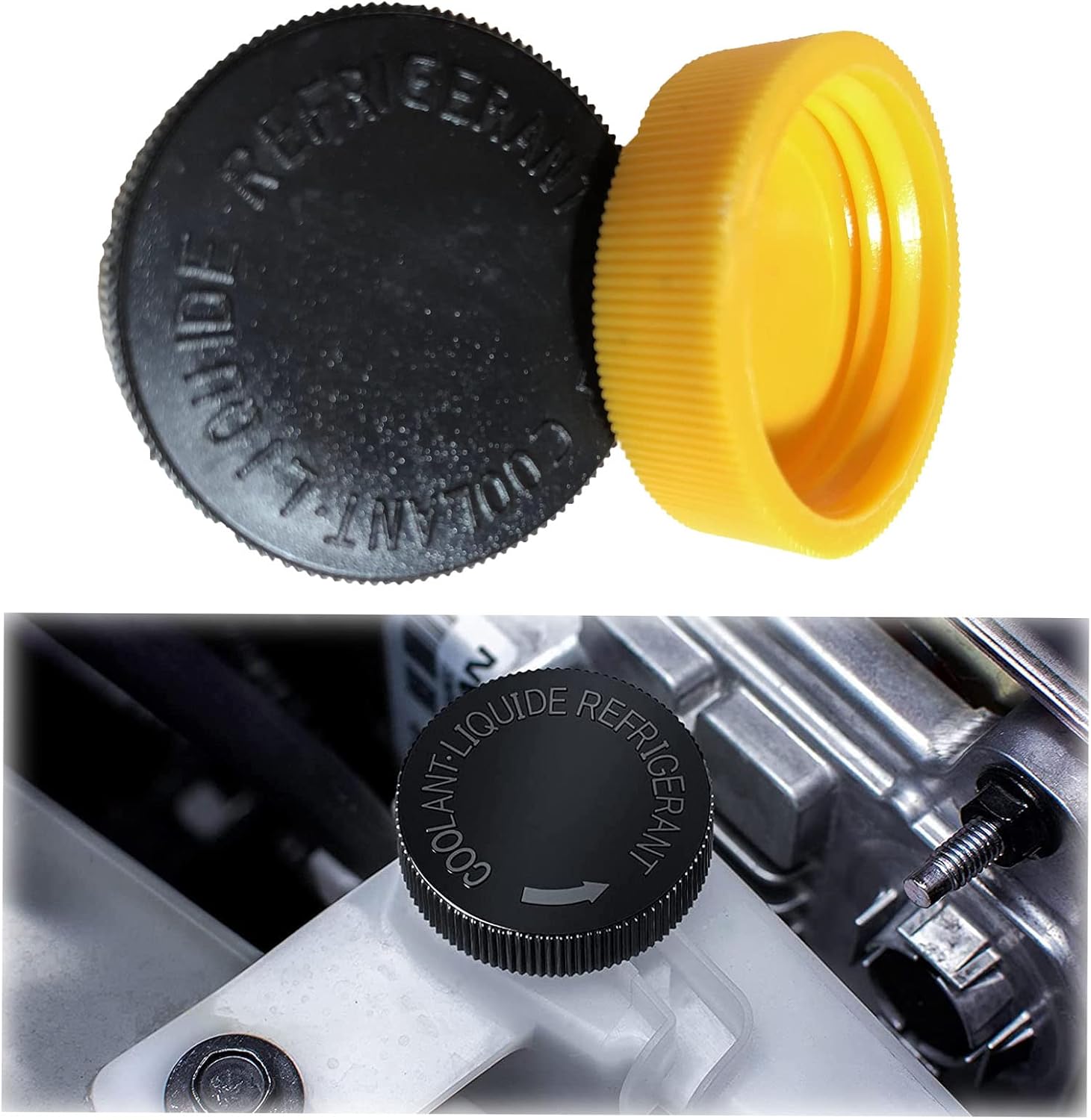 2 tapas de depósito de refrigerante para motor 21712-79900, depósito de desbordamiento de refrigerante de motor, tapa negra, compatible con N-issan
