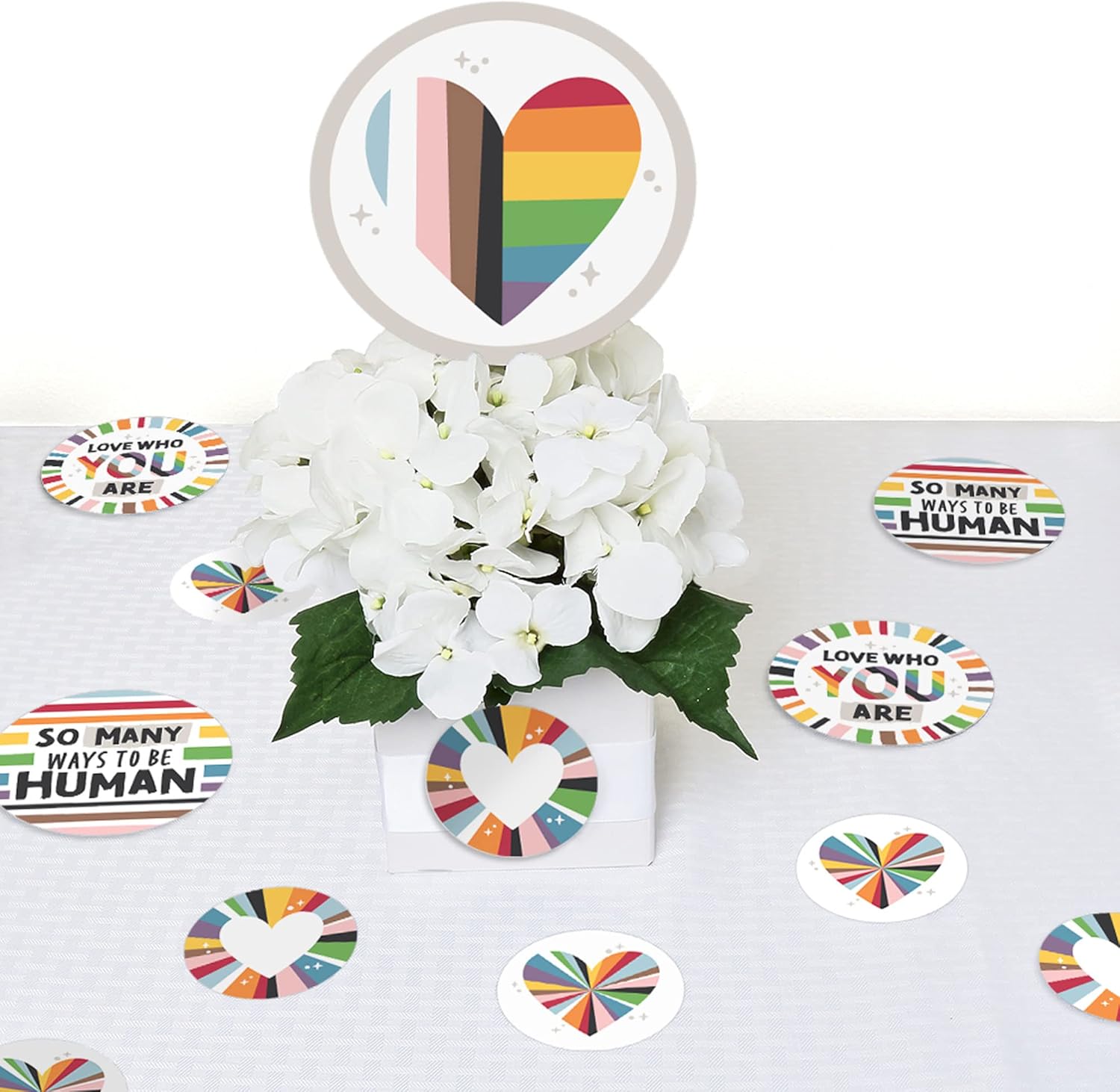 Big Dot of Happiness So Many Ways to Be Human – Confeti circular gigante para fiesta del orgullo – Decoraciones de fiesta – Confeti grande 27