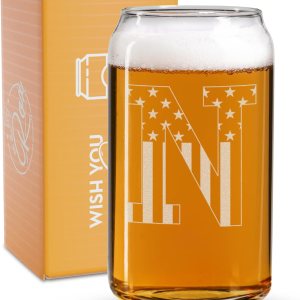 Vaso en forma de lata de cerveza con monograma grabado – bandera de EE.UU. Vaso en forma de lata de cerveza con monograma grabado – bandera de EE.UU.