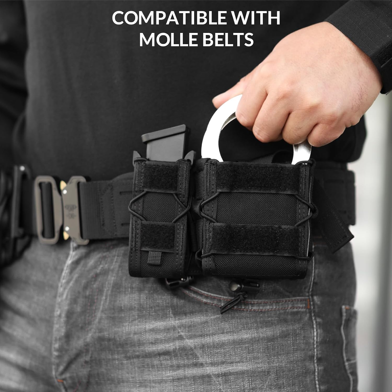 VOTAGOO GEAR Combo de bolsa para esposas de 0.354 in para revistas y esposas de cadena, ASP, esposas plegables compatibles con varios cinturones