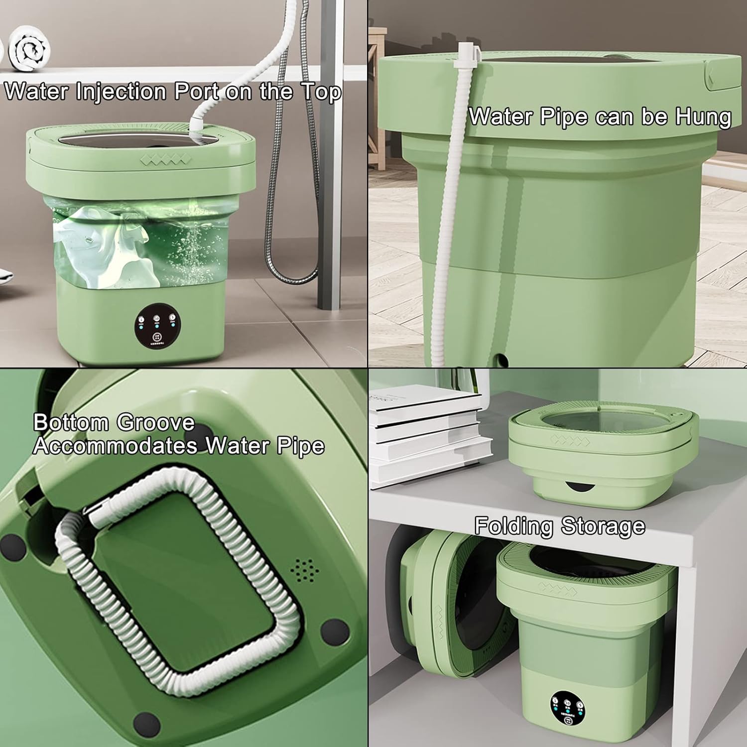 Lavadora portátil, mini lavadora plegable y secadora giratoria, pequeña lavadora de cubo plegable, para apartamento, lavandería, camping, caravana,