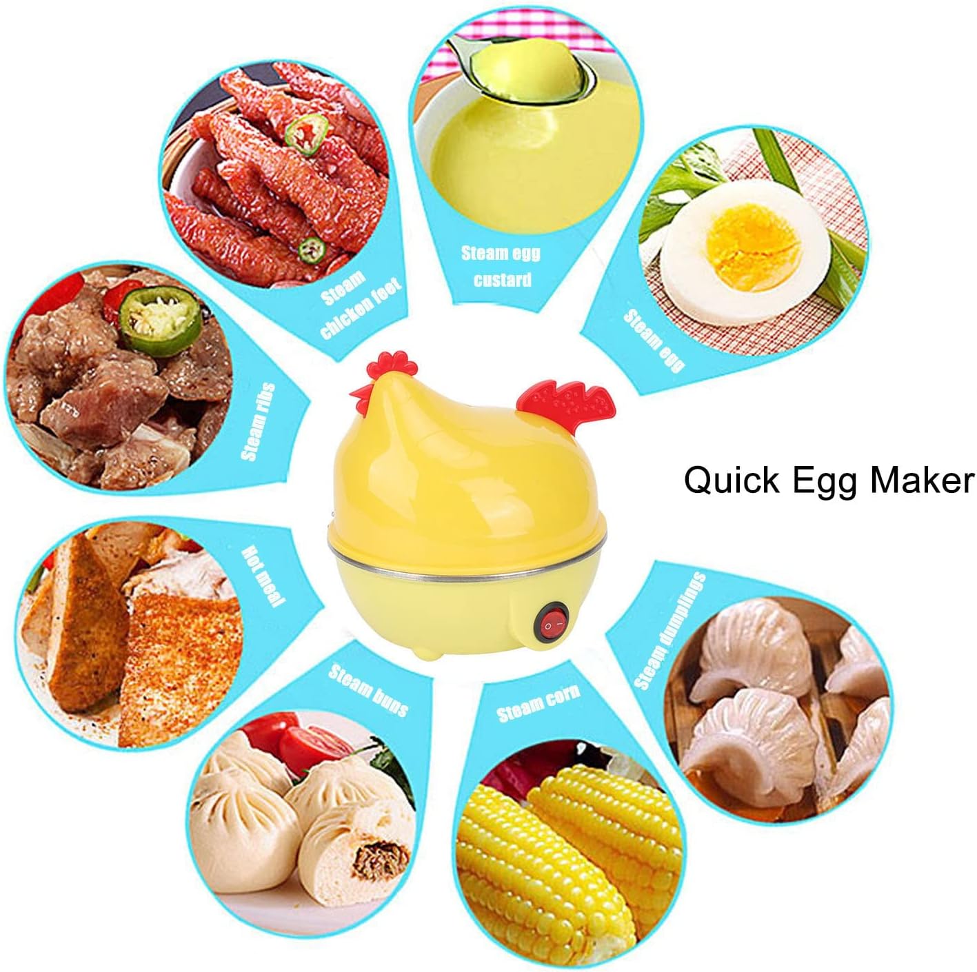 Cocina eléctrica de huevos, olla de huevos hervidos multifuncional, caldera rápida de huevos en forma de pollo, mini máquina de desayuno de apagado