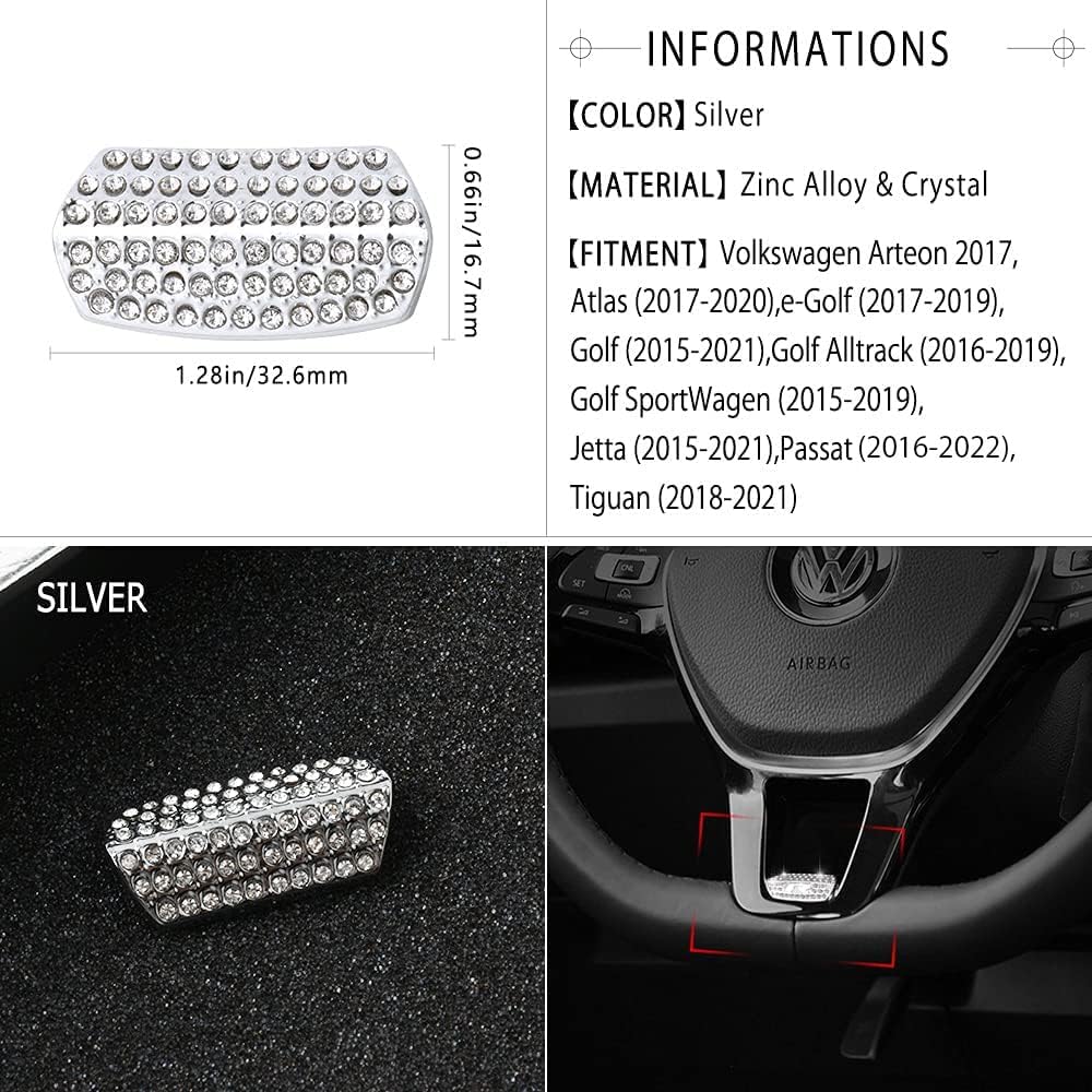 1797 Accesorios para Volkswagen VW Jetta Passat Tiguan e-Golf Atlas Arteon Brillante Volante U Forma Cubierta Trim Partes Adhesivo Cristal Plata