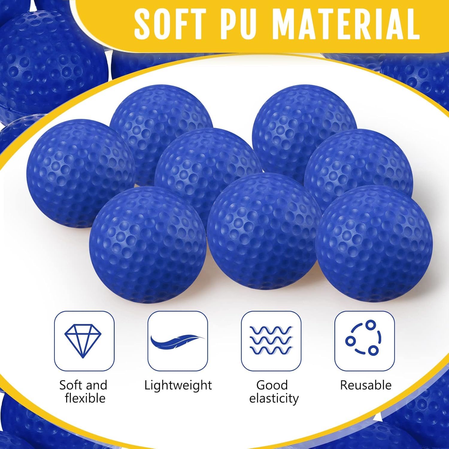 Junkin 80 pelotas de espuma para práctica de golf, sensación realista y entrenamiento de vuelo, pelotas de golf elásticas de espuma suave para