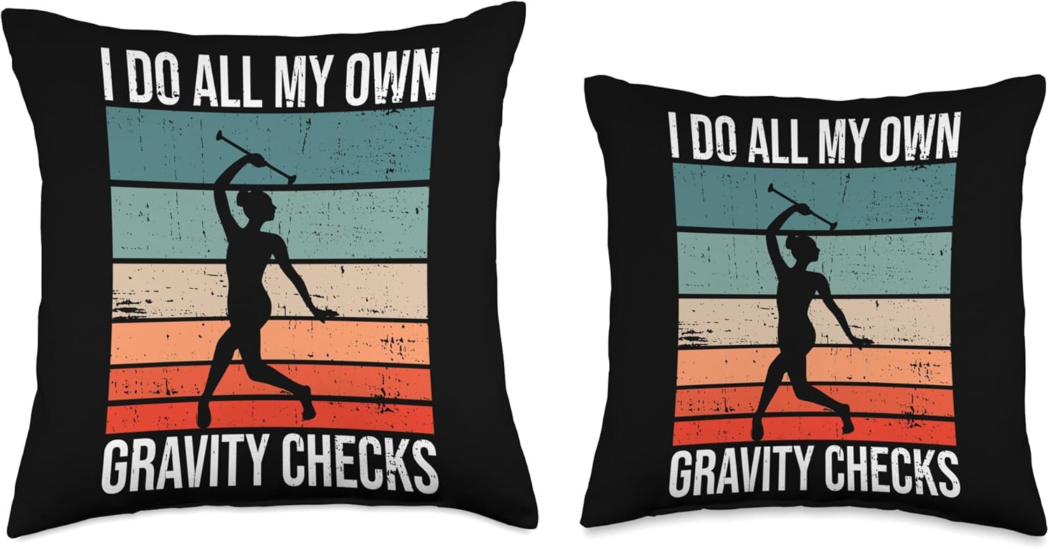 Baton Twirling & Majorette Dance Designs Twirler Design for Baton Gymnastics Throw Pillow, 16×16, Multicolor