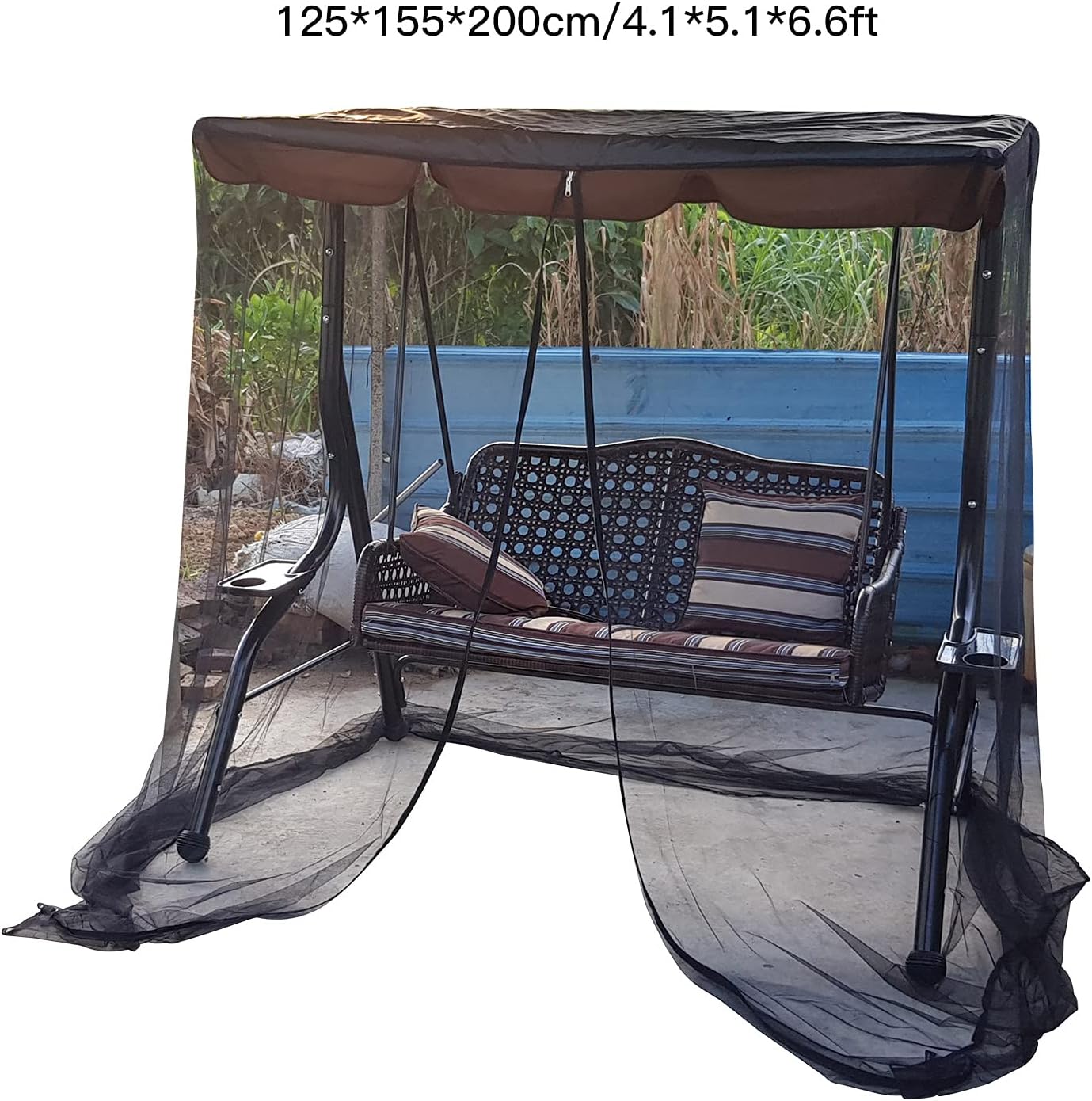 RESOYE Mosquitera para patio y jardín al aire libre, pantalla de malla de poliéster con apertura de cremallera y tienda de campaña de techo, casa de