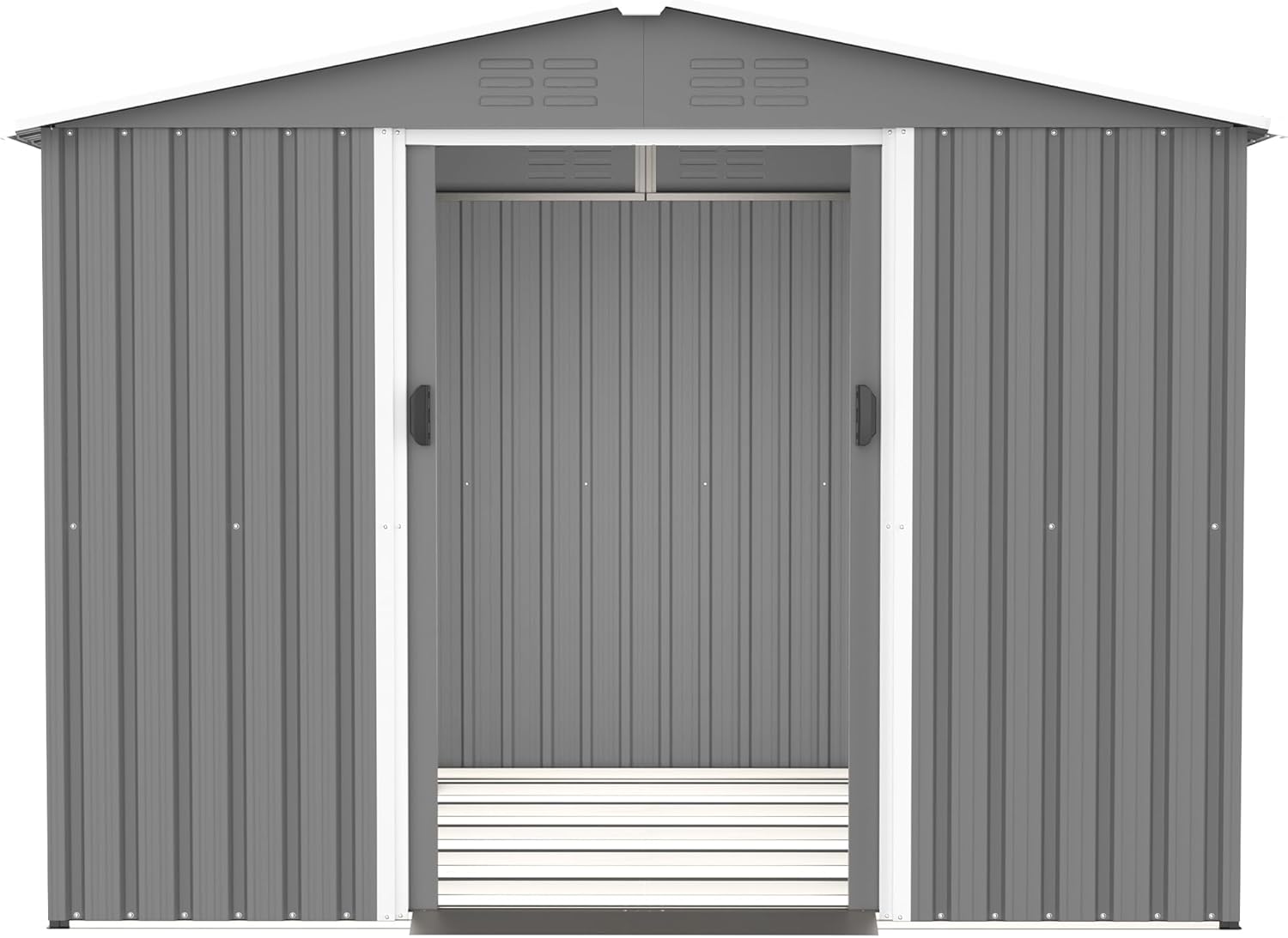 Goohome Cobertizo de almacenamiento de metal para jardín exterior de 6 x 8 pies, cobertizo de almacenamiento de metal con puerta bloqueable,