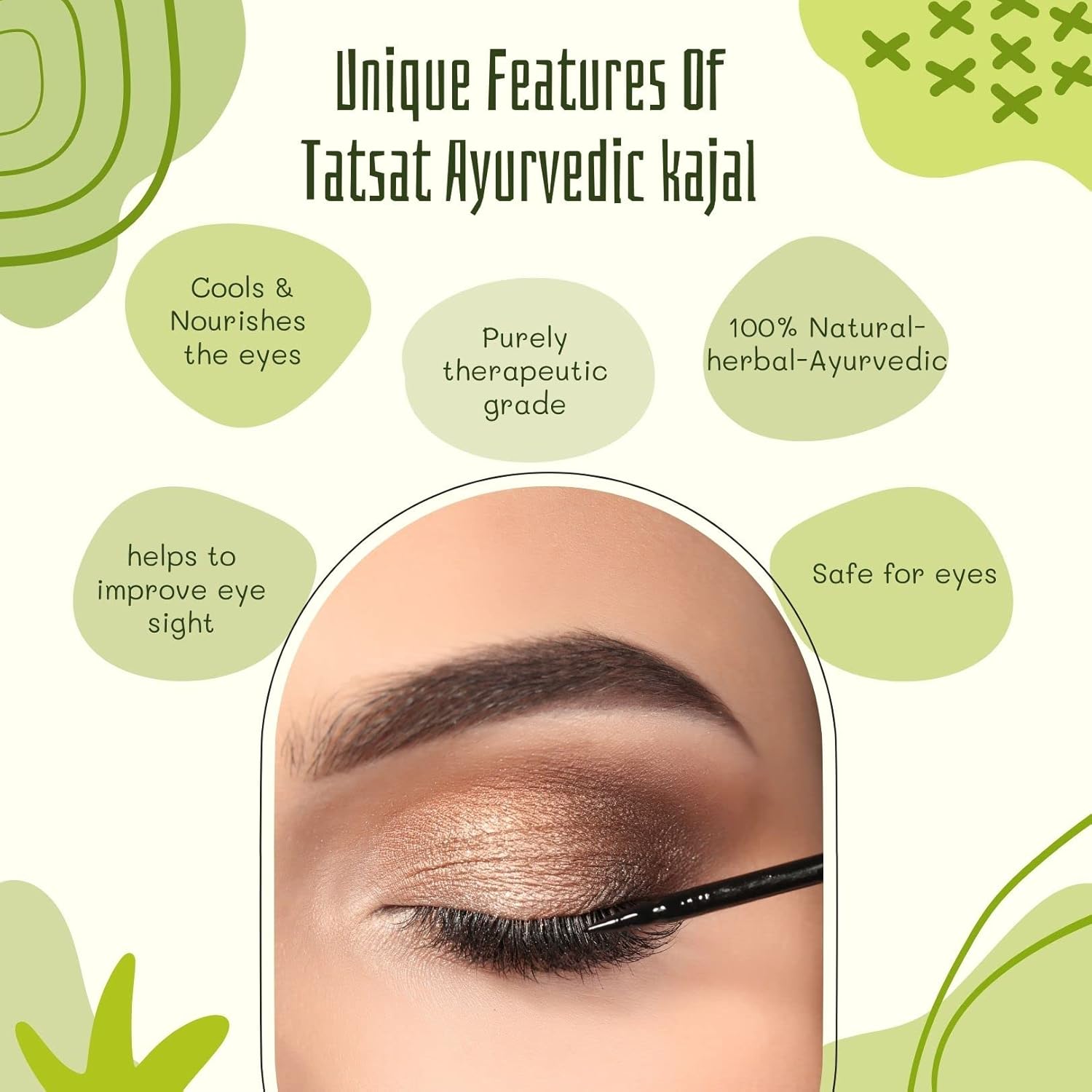 TATSAT – WELLNESS THROUGH AYURVEDA ATSAT-100% natural ayurvédico sin plomo delineador de ojos kajal  Sin conservantes  Sin productos químicos  Sin