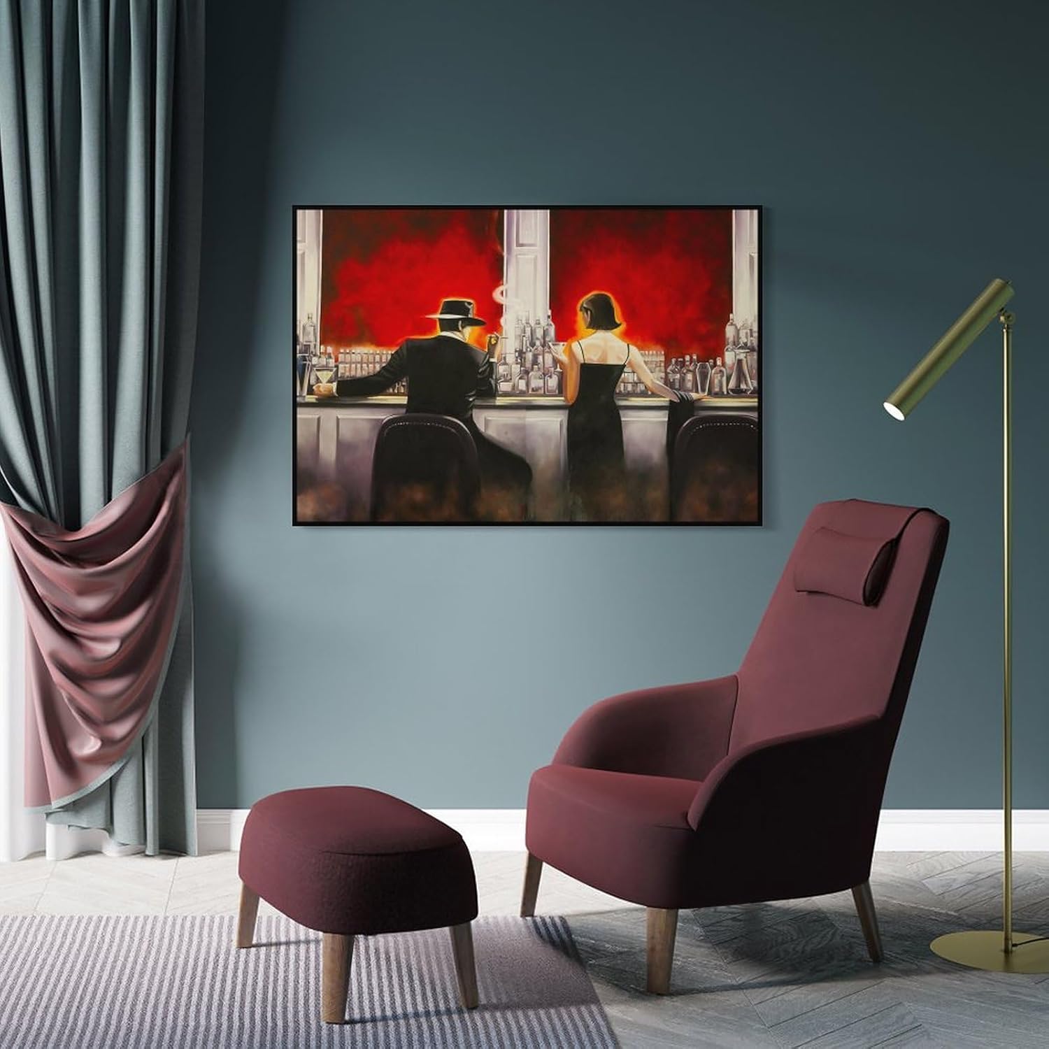 Arte de pared de barra de puros, lienzo para decoración de pared, para hombres y mujeres, arte de pared para disfrutar de beber en el bar, pintura