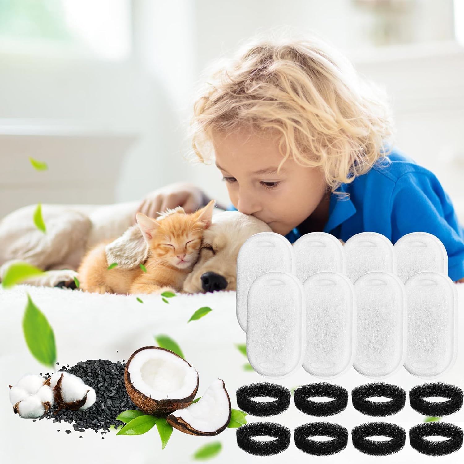 16 filtros de fuente de agua para gatos, repuesto para fuente de agua para gatos de 108 onzas, 3.2 L y 67 onzas2 L, fuente automática de agua para