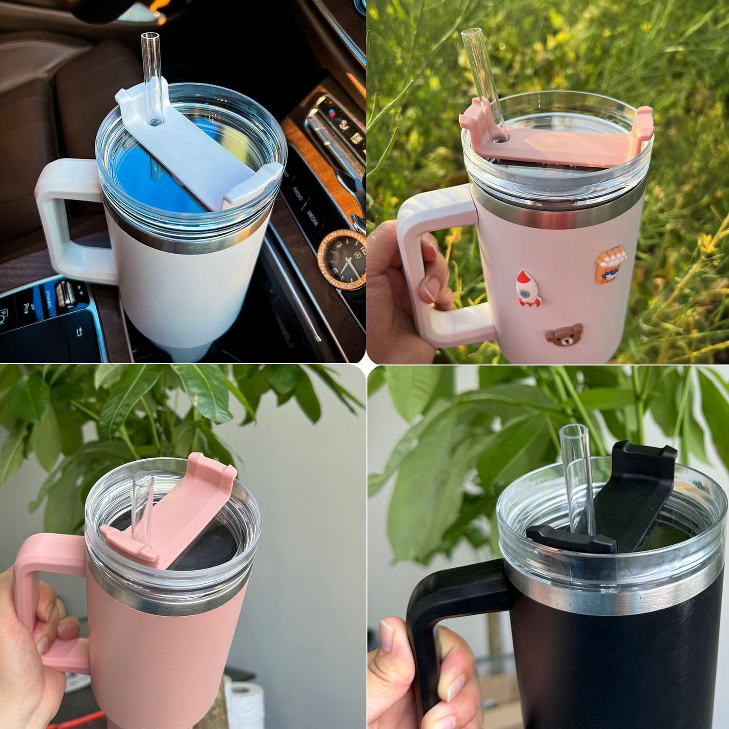 Tapa de vaso de 40 onzas compatible con Stanley, a prueba de derrames, resistente a salpicaduras, apta para Stanley y más tazas de café, paquete de