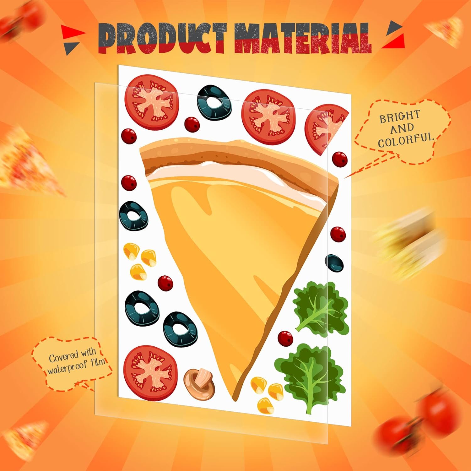 24 hojas de calcomanías para hacer tu propia pizza, mezcla y combina calcomanías de pizza DIY pizza se adhiere a hongos, calcomanías de pizza,