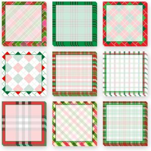 9 notas adhesivas a cuadros de Navidad, diseño de cuadros de Navidad, bloc de notas autoadhesivas, notas adhesivas vintage para escuela, oficina, 9 notas adhesivas a cuadros de Navidad, diseño de cuadros de Navidad, bloc de notas autoadhesivas, notas adhesivas vintage para escuela, oficina,