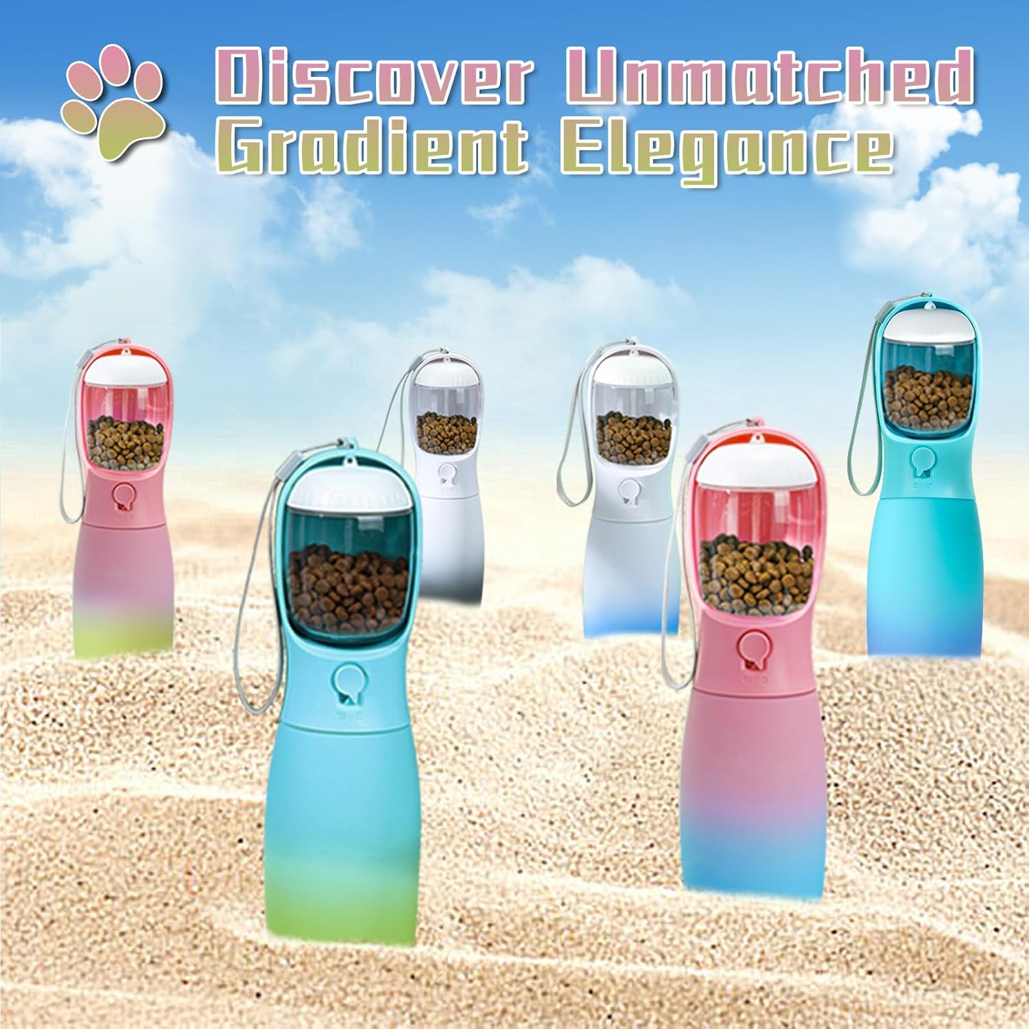 MITOCAPY Botella de agua portátil para perros, dispensador de agua para perros de gran capacidad de 19 onzas, a prueba de fugas, accesorios para