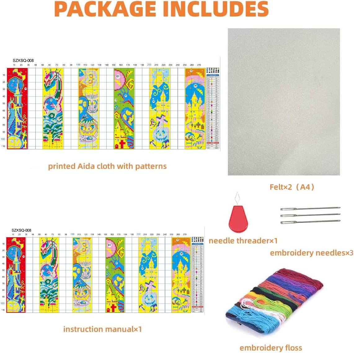 ZuoAnLF Juego de 6 marcapáginas de punto de cruz, marcapáginas bordado estampado para adultos y niños, kits de punto de cruz para principiantes, 14
