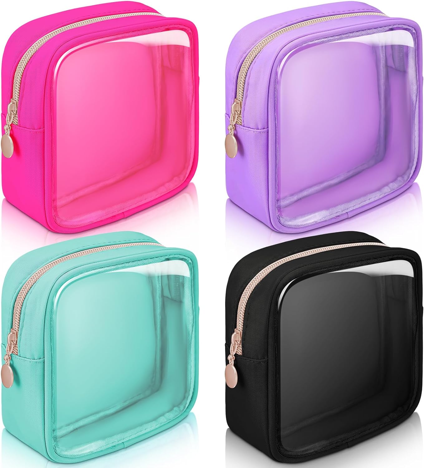 Hushee 4 bolsas de maquillaje transparentes para bolso, bolsa de maquillaje de nailon y PVC, bolsa de viaje para cosméticos, bolsa de aseo con