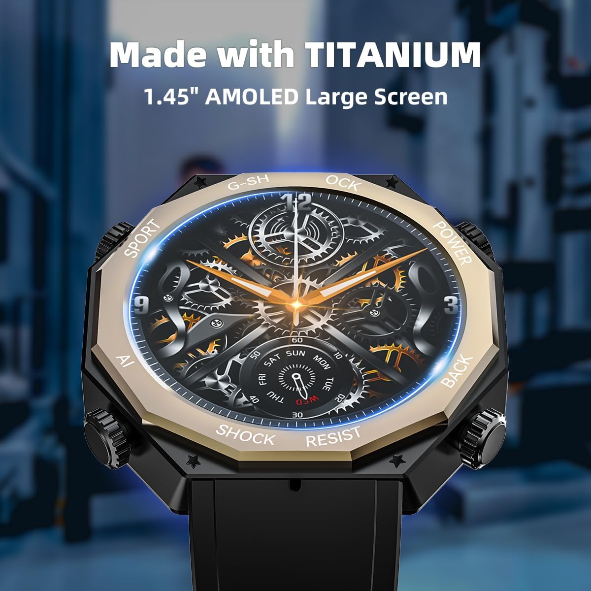 Alpha Gear – Reloj inteligente militar para hombre (respuestahacer llamada) 1.45 pulgadas AMOLED táctico al aire libre 100M impermeable rastreador