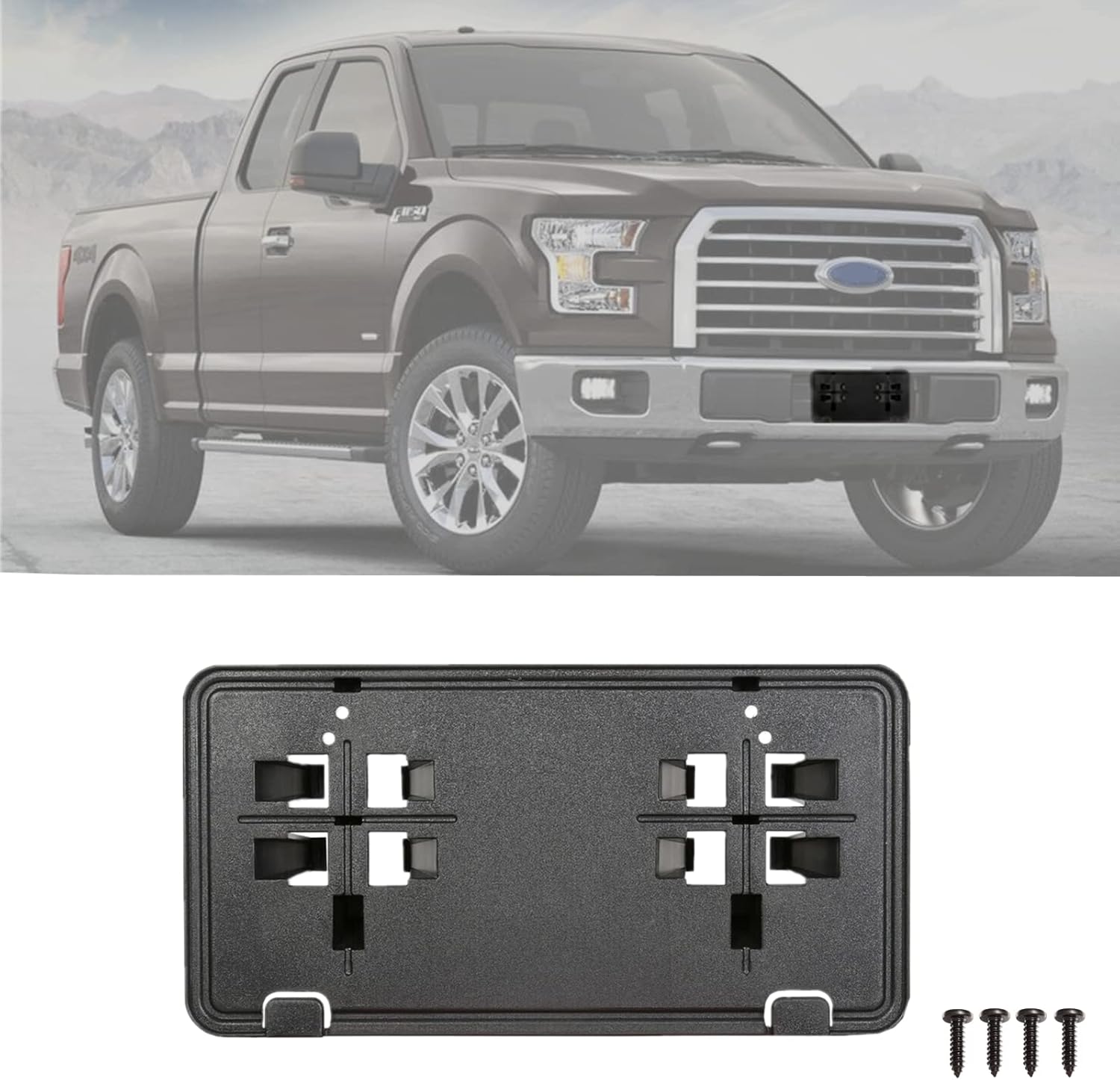 Soporte para placa de matrícula de parachoques delantero, marco Holde compatible con Ford F150 2015-2017, reemplazo de soporte de montaje de placa