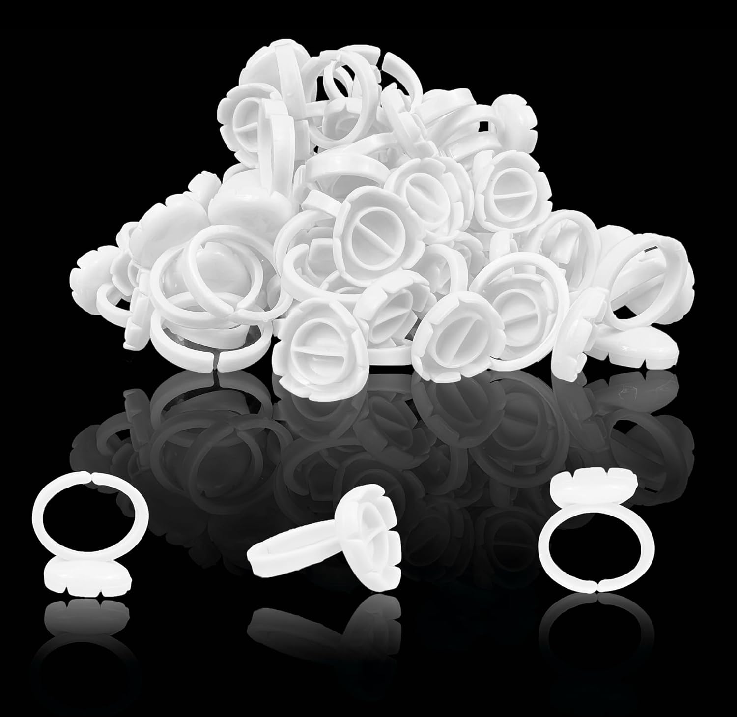 200 anillos de pegamento para extensiones de pestañas, soporte de anillo de extensión de pestañas, suministros técnicos profesionales, ajustables,